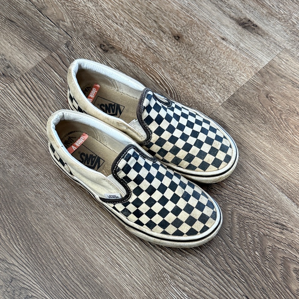 Vans Black and White Checkerboard Slip-Ons youth size 3